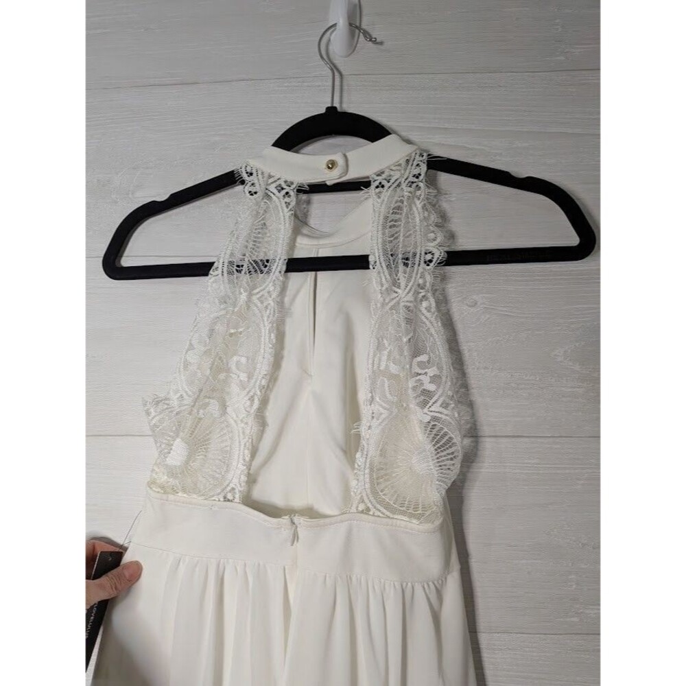 NEW Lulus White Lace Maxi Dress S Halter Wedding Rehearsal Bridal Engagement NWT